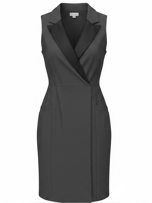 Calvin Klein Womens Sleeveless Charcoal Gray Blazer Dress Size 12 With Tags